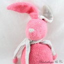 Peluche títere de conejo BOUT'CHOU bufanda estrellas gris rosa 30 cm