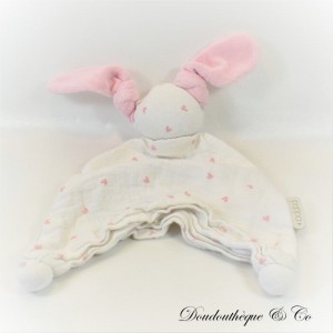PEPPA Flat Rabbit Cuddly Toy, White and Pink, Organic Cotton, Organic, 27 cm