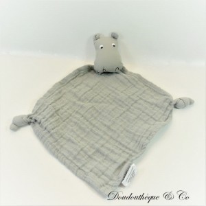 Hippopotamus Flat Cuddly Toy, LIEWOOD Swaddle Diamond Grey Taupe 38 cm