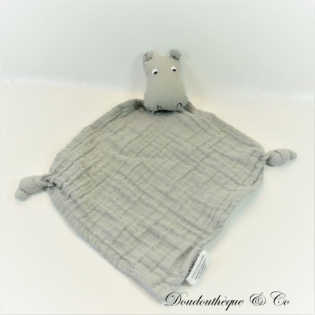 Doudou plat Hippopotame LIEWOOD Lange losange gris taupe 38 cm