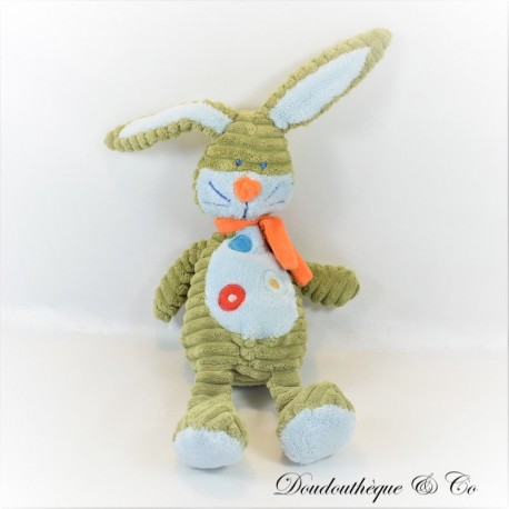 Kaninchenplüsch TEX BABY Carrefour grün und orange Cord-Effekt 30 cm Kaninchenplüsch TEX BABY Carrefour grün und orange Cord-Effekt 30 cm