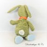 Rabbit plush TEX BABY Carrefour green and orange corduroy-effect 30 cm