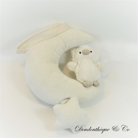 Musikalische Eule Kuscheltier, JELLYCAT Bashful, Weiß, Musikalische Eule, Mond, 22 cm