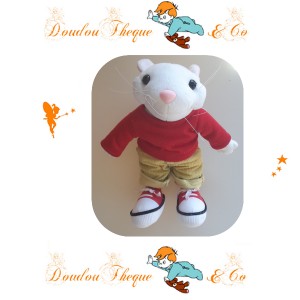 Peluche Souris STUART LITTLE  t-shirt rouge pantalon kaki 28 cm