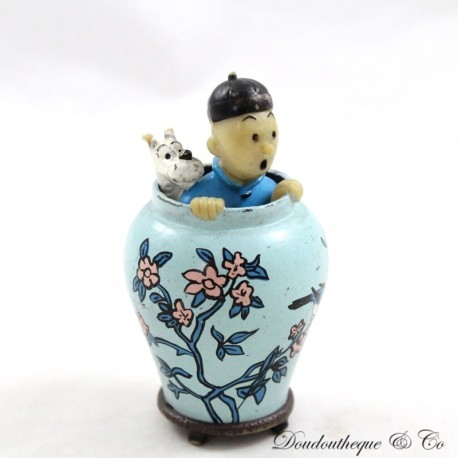 Tintin figurine Hergé Moulinsart Tintin and Snowy potiche the Blue Lotus pvc 7 cm