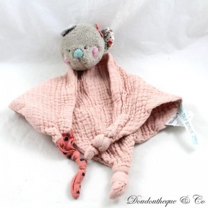 Flat cuddly toy MOULIN ROTY Les jols trop beaux pink swaddle 34 cm