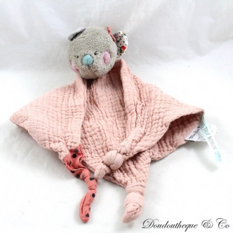 Doudou plat souris MOULIN ROTY Les jolis trop beaux rose lange 34 cm