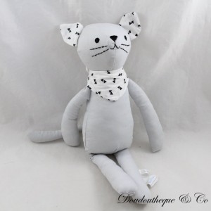 Cat cuddly toy BOUT'CHOU Monoprix grey bandana