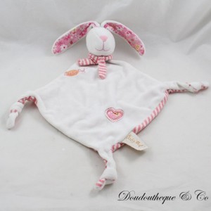 Flat cuddly toy rabbit BABY NAT white pink
