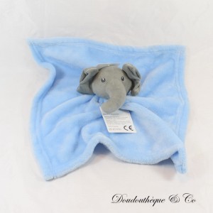 Peluche de elefante plano NINGBO HONG LING gris y azul 37 cm NUEVO