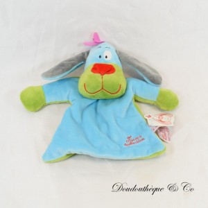 Flat cuddly toy Dog TIAMO Bell blue green 22 cm NEW