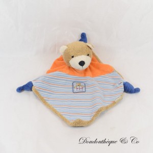 Flat cuddly toy STERNTALER bear blue Orange bell 3 knots 30 cm