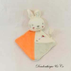 SIPLEC Leclerc triangle orange, grey and white rabbit flat cuddly toy 28 cm