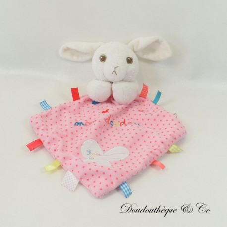 Flaches Hasen-Kuscheltier NICOTOY rosa Rautenstickerei Schmetterlinge 32 cm Flaches Hasen-Kuscheltier NICOTOY rosa Rautenstickerei Schmetterlinge 32 cm