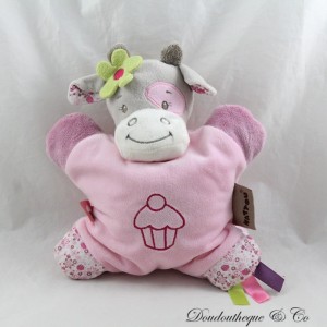 Semi-flat cuddly toy Alizée cow NATTOU Manon and Alizée pink cupcake 24 cm