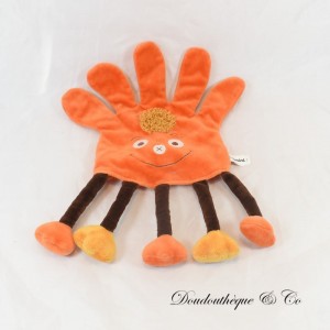 Doudou marionnette main CATIMINI orange et marron 33 cm