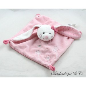 Flat Blanket Rabbit TEX Pink Square Polka Dot Flowers Bee Crossroads 23 cm
