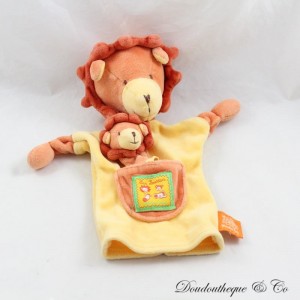 Lion puppet cuddly toy MOULIN ROTY Les Loustics orange 20 cm