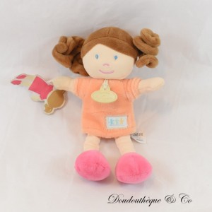Doudou poupée brune DOUDOU ET COMPAGNIE UNICEF Les Demoiselles D2465 18 cm