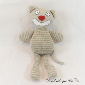 Plüschkatze TISSEA zweigesichtig (glücklich und schläfrig) braune Glocke 26 cm