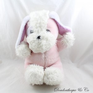 Vintage Plüschhund AJENA Teddybär Rosa Lila Weiß 38 cm