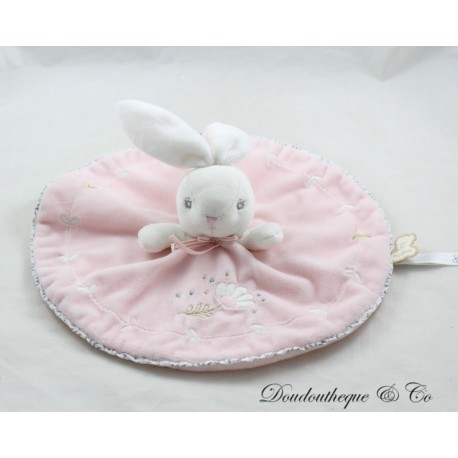 KALOO Bunny Flache Decke Rosa Runde Perle Blume Stickerei 26 cm KALOO Bunny Flache Decke Rosa Runde Perle Blume Stickerei 26 cm