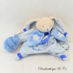 Rabbit puppet cuddly toy DOUDOU ET COMPAGNIE Chouette ça brille luminescent blue DC2159 25 cm