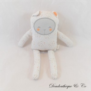 Peluche Chat DPAM Blanc orange étoiles dorées 28 cm