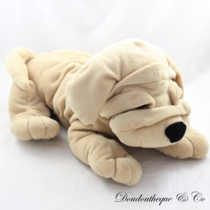 Vintage beige AJENA Bulldogge Hund Plüsch 37 cm