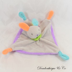 Flat cuddly toy Rabbit U TODDLERS grey orange purple 19 cm