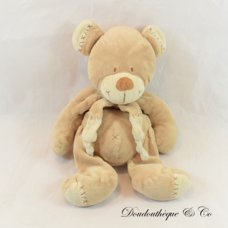 NICOTOY Bastien beige Bär Plüsch mit braun gestickten Kreuzen 28 cm NICOTOY Bastien beige Bär Plüsch mit braun gestickten Kreuzen 28 cm