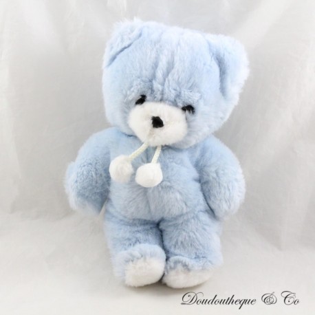 Teddybär Teddybär blau weiß Pompons Glocke 23 cm Teddybär Teddybär blau weiß Pompons Glocke 23 cm