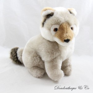 TRUDI grau beige hundesitting wolf plüsch 20 cm