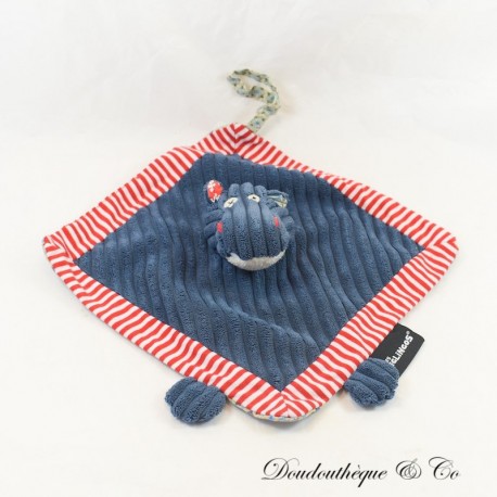 Hippipos Nilpferd Flachdecke LES DEGLINGOS blau rot 25 cm Hippipos Nilpferd Flachdecke LES DEGLINGOS blau rot 25 cm