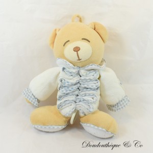 KALOO Bär, Schläferbär, dehnbarer Akkordeonbär, weiß und blau, 25 cm