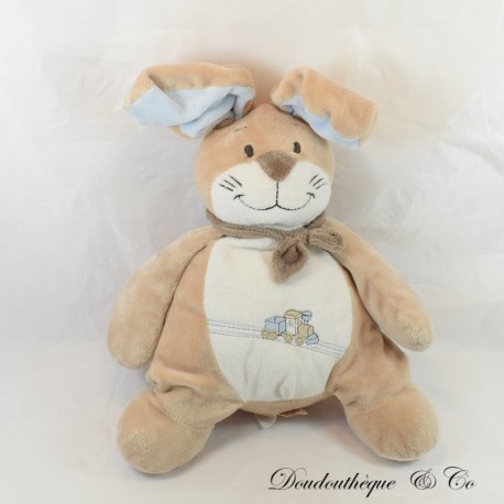 NOUKIE'S Oscar und Léon Beige Blaue Eisenbahn Hase Plüsch 42 cm NOUKIE'S Oscar und Léon Beige Blaue Eisenbahn Hase Plüsch 42 cm