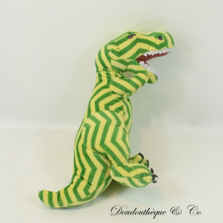 HEMA Dinosaurier Plüsch Grün Gelb Streifen Filzzähne 28 cm HEMA Dinosaurier Plüsch Grün Gelb Streifen Filzzähne 28 cm