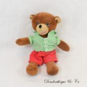 Kleiner Braunbär Plüsch POMME D'API BAYARD JEUNESSE Karohemd 19 cm