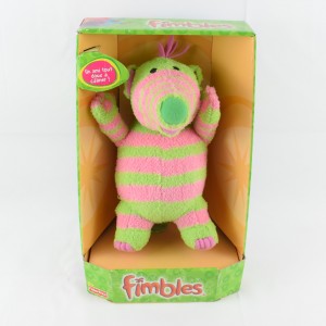 Baby Pom Plüsch FISHER PRICE Mattel 1996 The Fimbles BBC Fernseher Grün und Pink Vintage 1996 30 cm