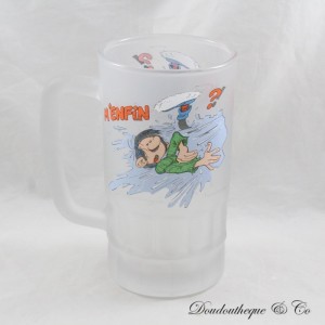 Gaston Lagaffe Bierkrug M'enfin! undurchsichtiges weißes Glas 16 cm