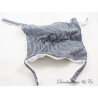 Flaches Hasen-Kuscheltier PETIT BATEAU gestreift weiß marineblau 4 geknotete Ecken 22 cm