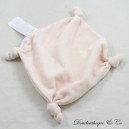 Flaches Katzenkuscheltier VERTBAUDET weiß rosa 4 Knoten 24 cm