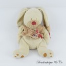 Kaninchen Plüsch NICOTOY Bastien Jacke burgunderbraun lächelndes Gesicht 25 cm