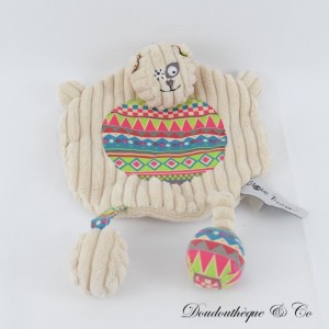 Katze flaches Kuscheltier GLOBE TROTOYS CORA gerippter geometrischer Druck 27 cm