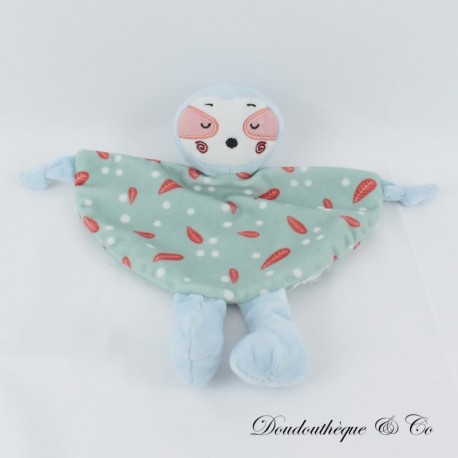 Doudou plat Paresseux TOM & KIDDY vert feuilles rouges demi lune 26 cm Doudou plat Paresseux TOM & KIDDY vert feuilles rouges demi lune 26 cm