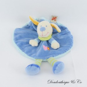 NICOTOY rundes blau-gelbes Hundekuscheltier mit Herzstickerei 24 cm