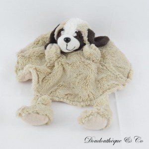 Flaches Hundekuscheltier JUMI rund beige und braun Marionnette 32 cm