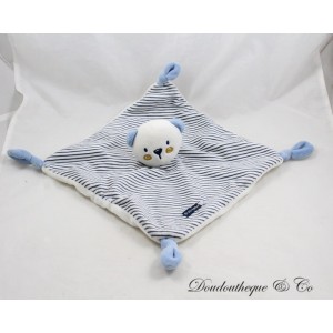 Flache Bärendecke GÉMO Kiss weich gestreift blau und weiß 4 Knoten 26 cm