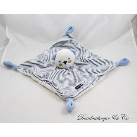 Flache Bärendecke GÉMO Kiss weich gestreift blau und weiß 4 Knoten 26 cm Flache Bärendecke GÉMO Kiss weich gestreift blau und weiß 4 Knoten 26 cm