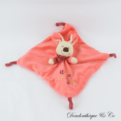 Flachdecke Hase VETIR rosa Stickerei Blumenschal braun 24 cm Flachdecke Hase VETIR rosa Stickerei Blumenschal braun 24 cm